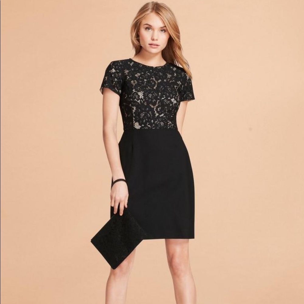 Brooks Brothers Floral Lace and Wool Twill Dress